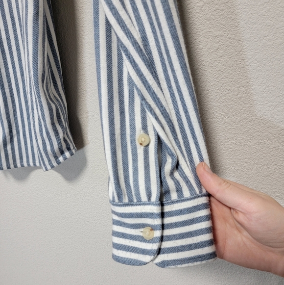 Faherty Navy Blazer Stripe Legend Sweater Shirt Cozy - Picture 6 of 9